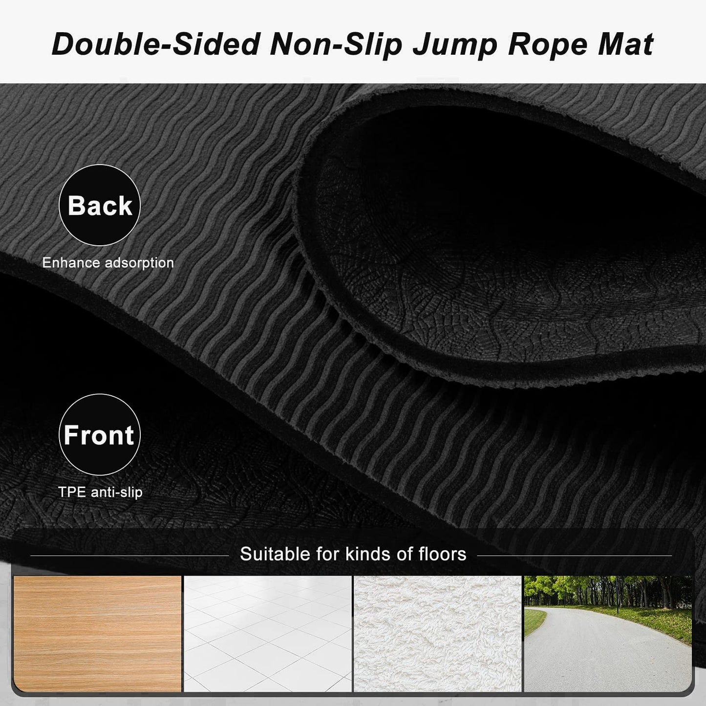 dofopo Jump Rope Mat 71"x24" Larger Non-Slip Indoor Outdoor Exercise Fitness Mat,High-Density