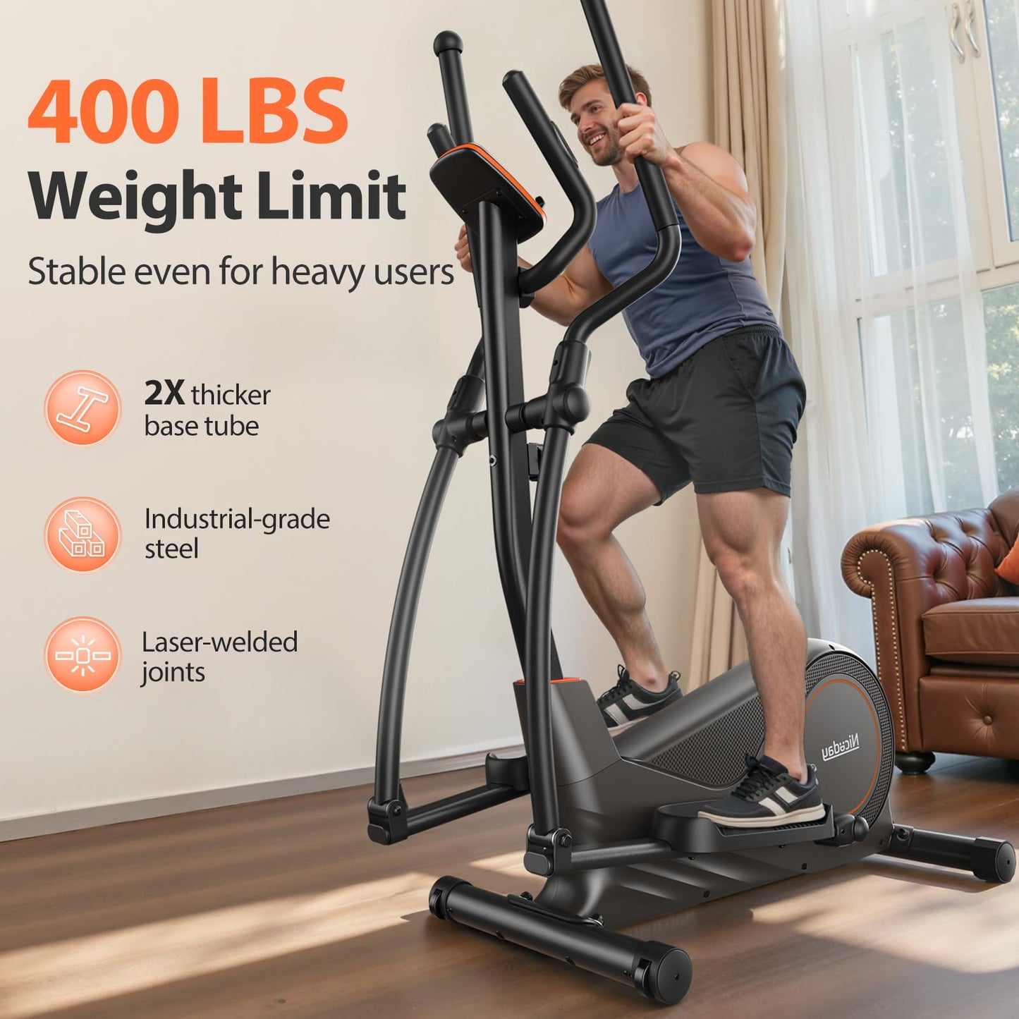 Niceday Elliptical Exercise Machine, Elliptcal Machine for Home, 15.5IN Stride Elliptical Machine