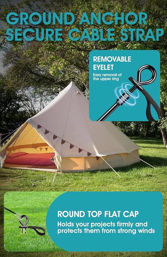 Trampoline Anchors Set of 8 - Heavy Duty Trampoline Stakes - Ground Anchors Resistant High Wind - Ground Stakes Heavy Duty with Straps