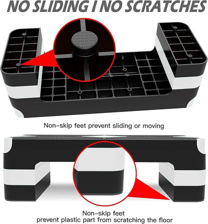 Aerobic Exercise Step, Adjustable Aerobic Stepper for Exercise, Workout Step Platform for Step Up, 26.5" Step Deck with 4??6??8??Adjustable Height Risers, Women Home Gym Cardio Fitness