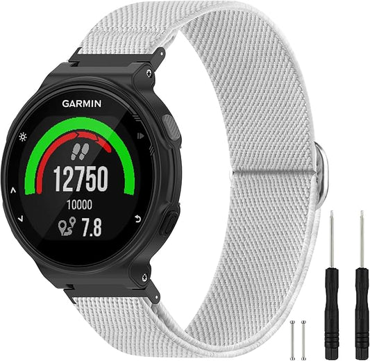 Elastic Nylon Watchband Compatible with Garmin Forerunner 235/220/230/620/630/735XT,Soft Adjustable Sport Stretchy Replacement Strap for Forerunner 235 Lite/Approach S20/S6/S5 Accessory