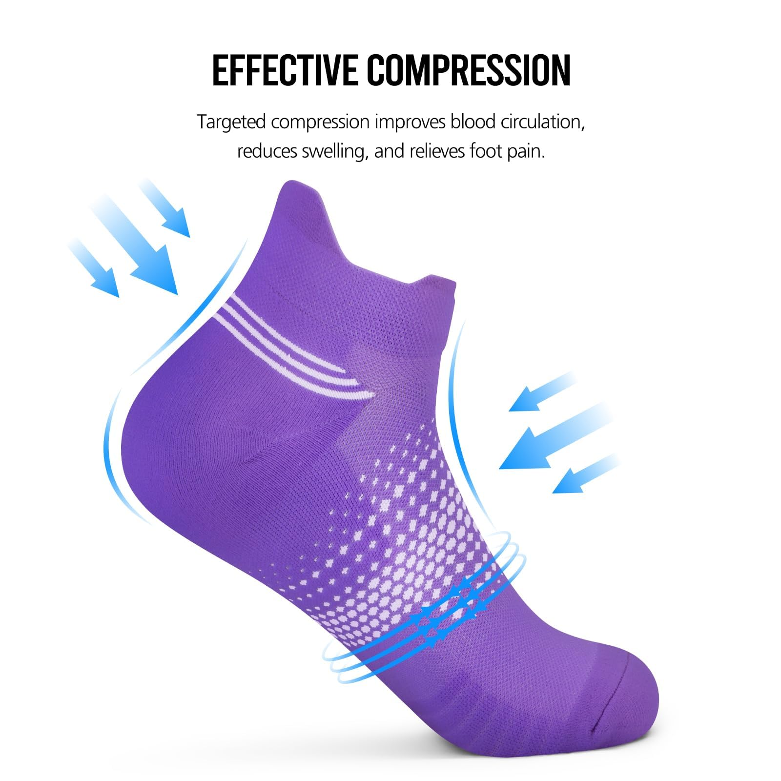 PAPLUS Ankle Compression Socks for Women, 6 Pairs Cushioned Running Socks