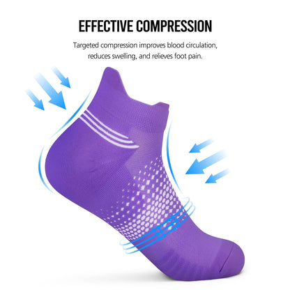PAPLUS Ankle Compression Socks for Women, 6 Pairs Cushioned Running Socks