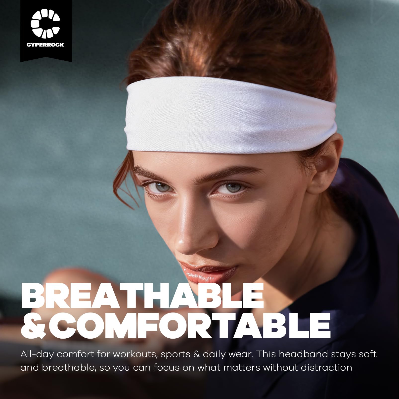 CYPERROCK Sweat Band, 5 Pack Headband Moisture Wicking for Running Sports
