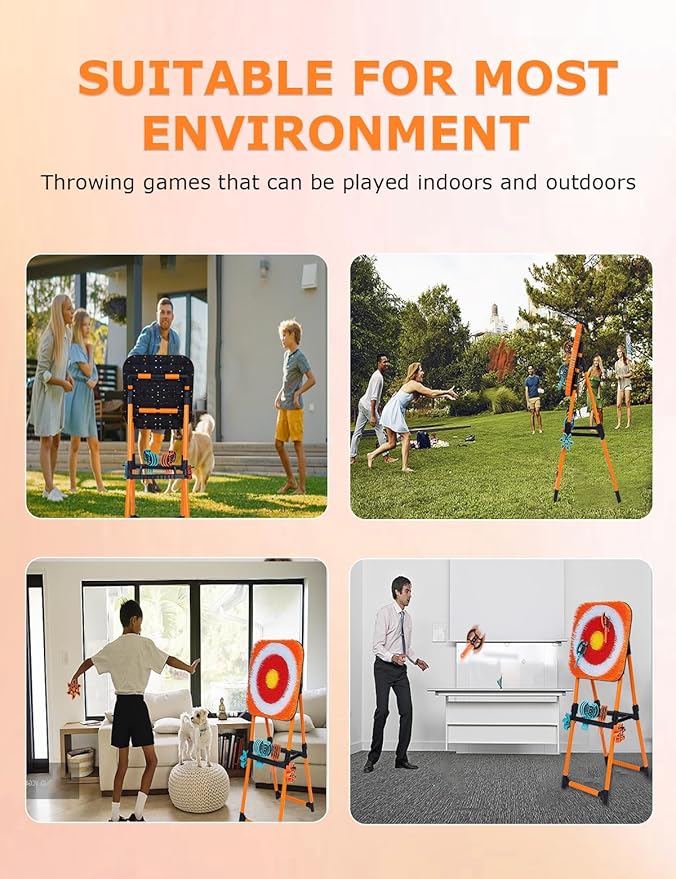 ZoLLa Axe Throwing Game for Backyard - 8 Throwing Axe & 8 Throwing Stars,24" Target,Foldable Stand,Yard & Outdoor Games for Adults and Family