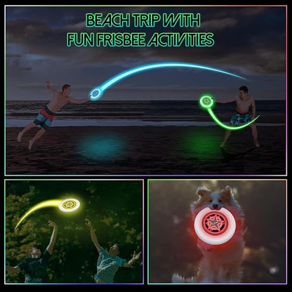49LEDs Flying Disc with 16 Million Color RGB, 3 Modes+Rechargeable+Waterproof+175g, Cool Sports and Outdoors for Parks/Camping/Beach/Backyards,Easter & Birthday Gifts for Teens/Kids/Adults