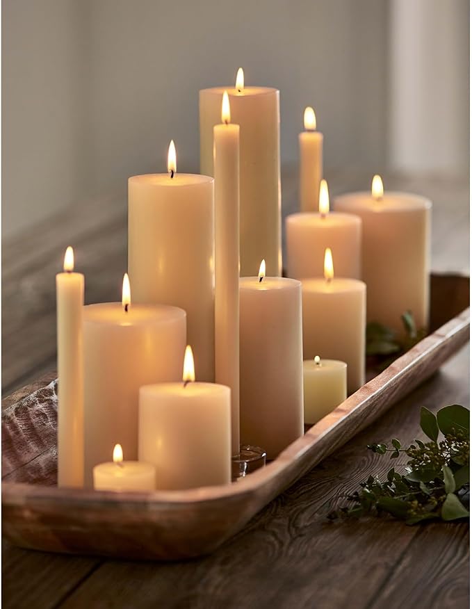 TAG Chapel 3X12 Ivory Pillar Paraffin Wax Candle Unscented Drip-Free Long Burning 175 Hours for Home Decor Wedding Parties Dining Dinner Kitchen Table Tabletop Living Room End Table Decor Decoration