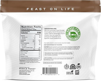 Muscle Feast Hydrolyzed Whey Protein Powder, Grass Fed and All Natural Hormone-Free, Hydro Whey Powder for Men and Women, Gluten Free, Non-GMO, Delicious Hydrolyzed Protein Powder, Chocolate, 2lb