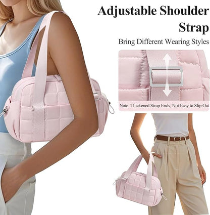 CAMTOP Mini Gym Bag for Women, Small Gym Tote Bag Puffy Quilted Sports Duffel Bag with Wet Compartment and Coin Purse Duffel Bags Dance Yoga Workout Bag