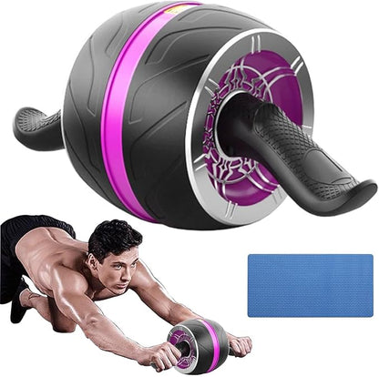 AB Wheel Roller with Resistance Spring, Automatic Rebound Exercise Abdominal Ultra-Wide Wheels Fitness for Gym & Home, Core Work-out Strength-Training Roller with Knee Pad, 14.6"W