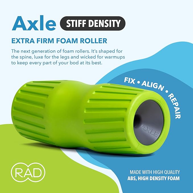 RAD Axle ??Extra Firm High-Density Exercise Foam Roller ??Deep Tissue Myofascial Release for Back, HIPS, Legs & Shoulders ??Muscle Recovery Tool for Stretching & Mobility