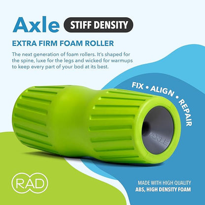RAD Axle ??Extra Firm High-Density Exercise Foam Roller ??Deep Tissue Myofascial Release for Back, HIPS, Legs & Shoulders ??Muscle Recovery Tool for Stretching & Mobility
