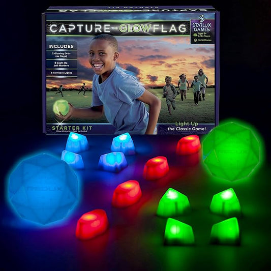 Glow in The Dark Capture The Flag - Starter Set | Ages 8+ | Outdoor Games for Kids 8-12+ | Glow in