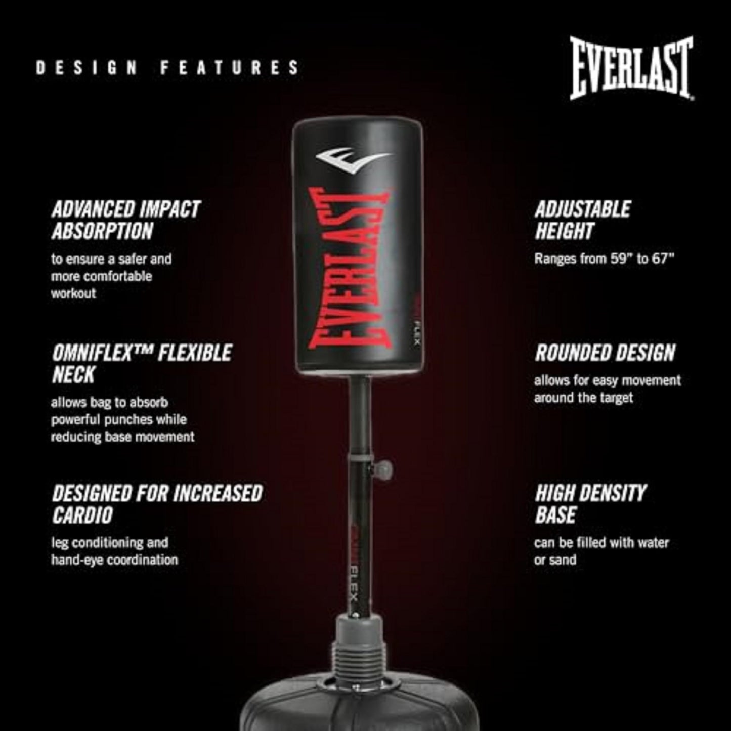 Everlast Freestanding Adjustable Punching Bag Adults | Heavy Boxing | MMA