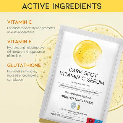 #OOTD Vitamin C Revitalizing Hydrating Sheet Mask (10pcs) - Face Mask Korean Skincare Facial Sheet Masks for Even-Looking Skin Tone & Radiance