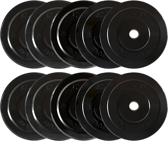 CAP Barbell 2-Inch Olympic Bumper Plate Weight Set | 100-370 lbs | Multiple Options