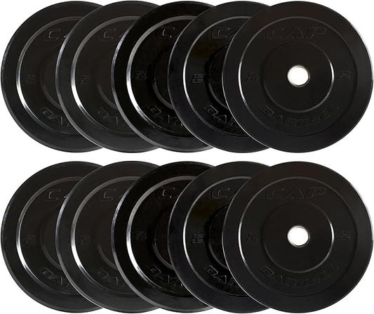 CAP Barbell 2-Inch Olympic Bumper Plate Weight Set | 100-370 lbs | Multiple Options