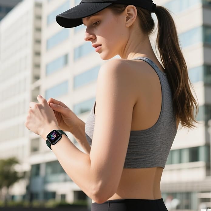 Braided Stretchy Band for Fitbit Versa 4/Versa 3/Sense 2/Sense Watch Band Women Men,Parachute-style Buckle Nylon Sport Wristband Soft Fabric Elastic Loop Strap Accessories for Versa 4/3