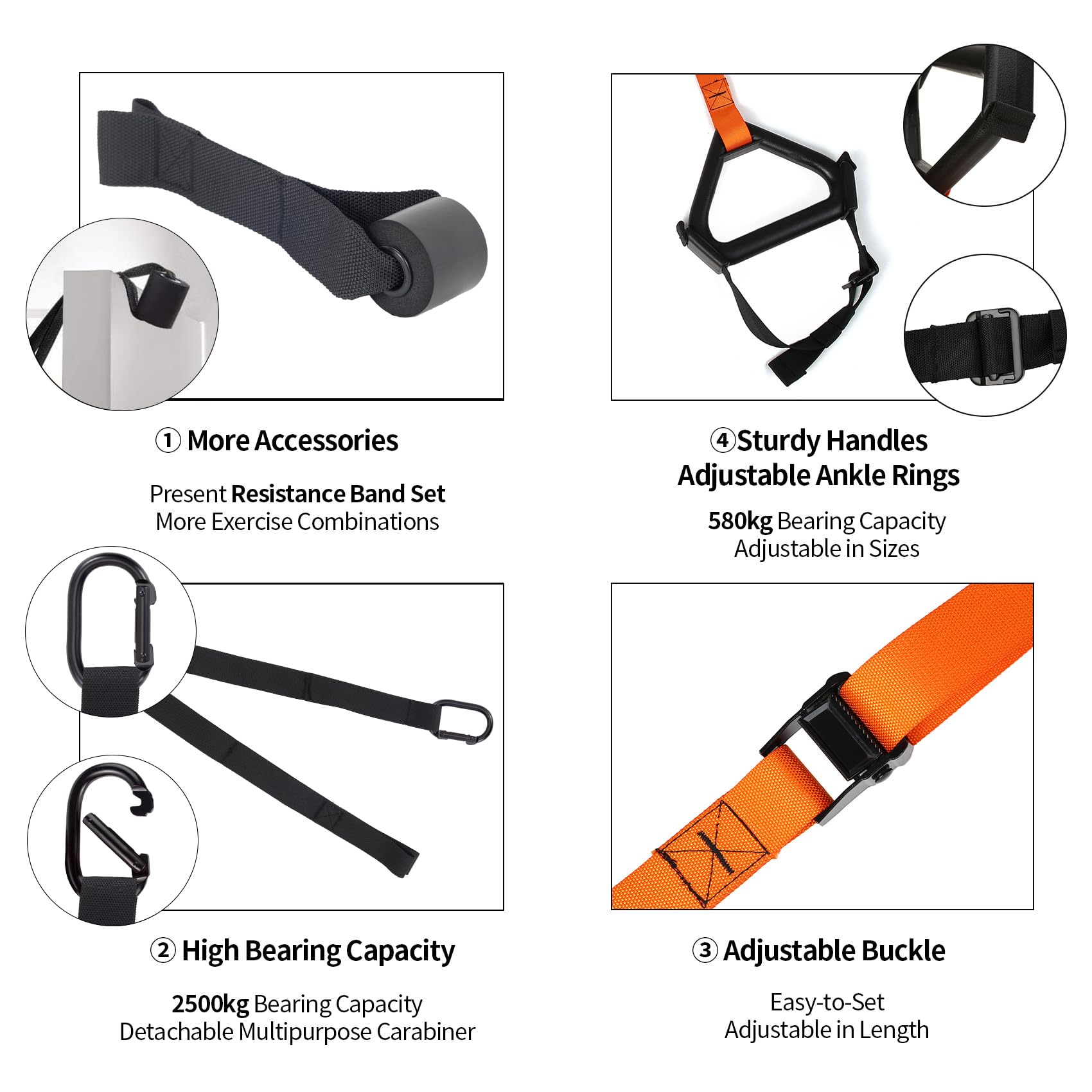 Moulyan Bodyweight Resistance Training Straps,Training straps Complete Home Gym Fitness Trainer kit