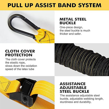 HPYGN Pull Up Assistance Bands, Heavy Duty Resistance Band for Pull Up Bar, Adjustable Weight/Size with Fabric Feet/Knee Rest, Bands for Pull Up Assist for Strength Training, Pull Up Assist Band
