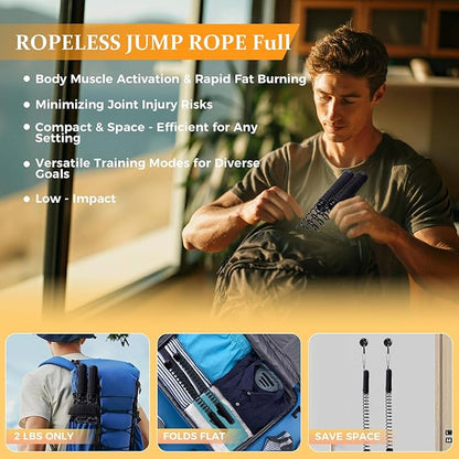 2PCS Ropeless Battle Ropes, Portable Workout Ropes for Home Gym Home Workout, HIIT Workouts Low-Impact Cardio Training Strength Training Core Muscle Building, Men Women