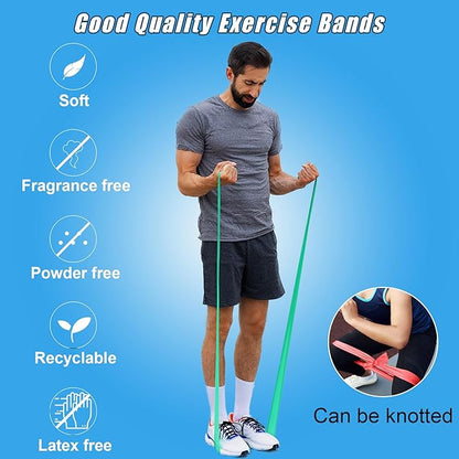 Resistance Bands for Working Out, Physical Therapy Bands, Latex Free Elastic and Exercise Bands Set for Stretching, Suitable for Rehab, Yoga, Pilates, Gym, Home Exercise