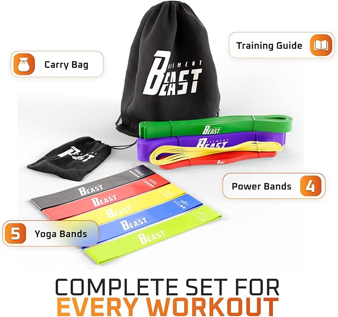 Basement Beast Resistance Bands for Working Out – Long Exercise Bands Resistance for Home Workouts, Physical Therapy & Strength Training