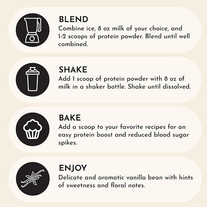 JUST INGREDIENTS Protein Powder | Vanilla Protein Powder Made with 100% Grass Fed, Non Denatured Whey | Four Different Protein Sources from Organic Whole Food Ingredients | 15 Servings | 22g Protein