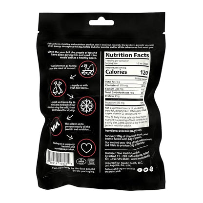 Nordic Catch Freeze Dried Cod Bites - High Protein Crisps Made From Wild-Caught Icelandic Cod Fish - Keto Protein Snacks, High Protein Chips, Healthy Snack with Omega-3s, 35g Resealable Bag - 130 Pack