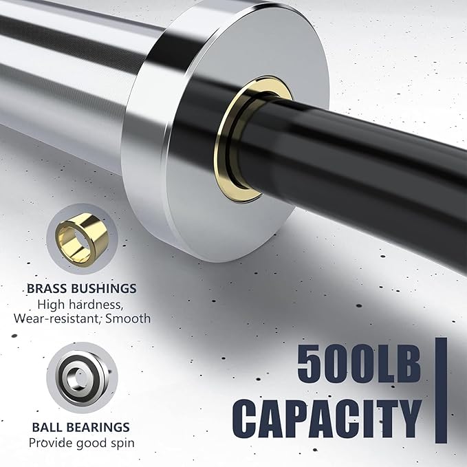 TECHNOAGE Olympic EZ Curl Bar, 47" Curl Bar(350/500LBS Capacity) 20LB, Solid Steel, Chrome Finish Barbell with Copper Sleeve and Bearing for 2-inch Plates, for Weight Lifting,Hip Thrusts,Squat,Biceps-Home Gym Weight Bar