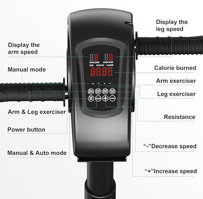 Motorized Rehabilitation Pedal Trainer ??Dual-Motor Electric Leg & Arm Exerciser with Active/Passive Modes, Low-Impact Quiet Rehab Equipment with LCD Display for Seniors & Physical Therapy