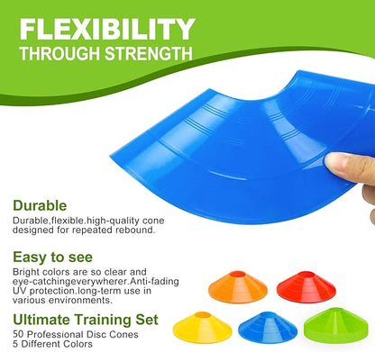 Ashsajkd(Set of 25/50/100 - Agility Soccer Cones with Carry Bag and for ï¼?Football Cones for TrainingFootball, Basketball, Coaching, Agility Cones for Indoor and Outdoor Games