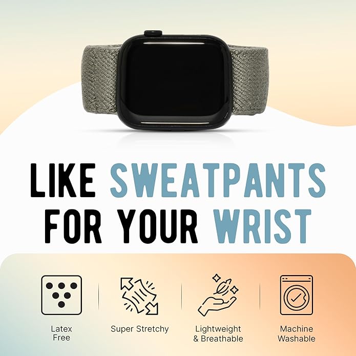 Braxley Bands - Organic Cotton Watch Bands For Women and Men, Compatible With All Apple Watch Sizes and Series - Washable, Sweat-Absorbent, Breathable Fit, Elastic Smart Watch Bands