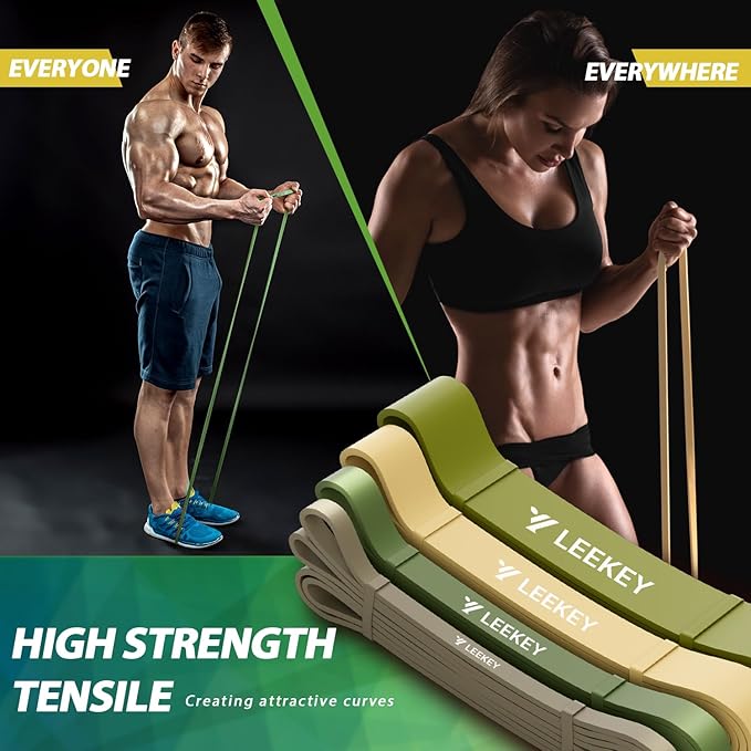 LEEKEY Resistance Bands Set for Pull-Up Assistance & Full-Body Training, Multi-Level Exercise Bands with Bag for Home Workouts, Physical Therapy, Strength Training (Men/Women)