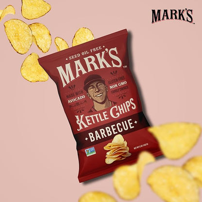 MARK’S Kettle Cooked Avocado Oil Potato Chips, BBQ – Seed Oil & GMO Free | Barbecue, 5 oz (Pack of 3) | Gluten Free, Non-GMO, Chips for Clean & Healthy Snacking