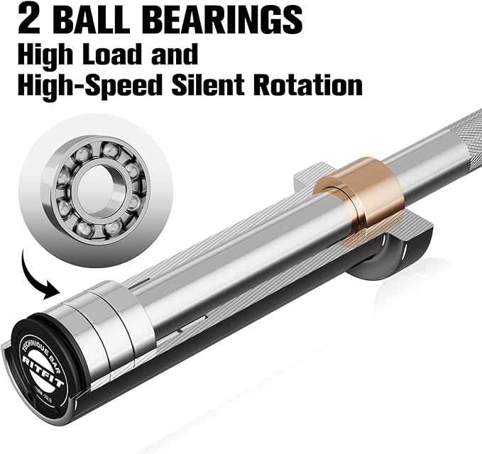 RITFIT Olympic Barbell 4ft/4.8ft/6ft - 2 Inch Weight Bar for Strength Training, Weightlifting, Squat, Deadlift, Bench Press, Curl, Overhead Press - 350lbs/500lbs Capacity