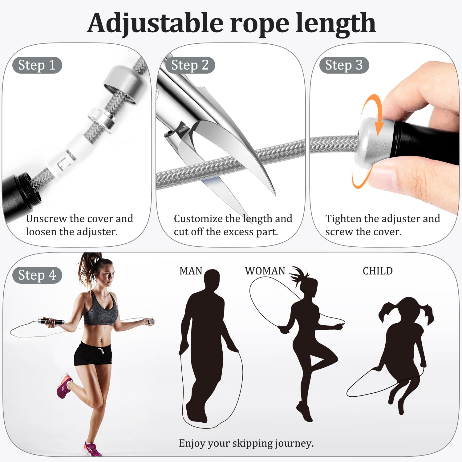 Mangodan 1LB Weighted Jump Ropes for fitness Women Men, Tangle-Free Ball Bearing Rapid Speed