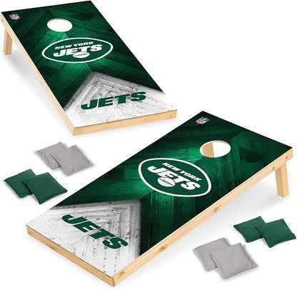 NFL Football 2' x 4' Regulation Size Solid Wood Cornhole Set with Direct Print HD Team Graphics Great Gift for Any Football Fan! Bean Bag Toss Family Outdoor Game