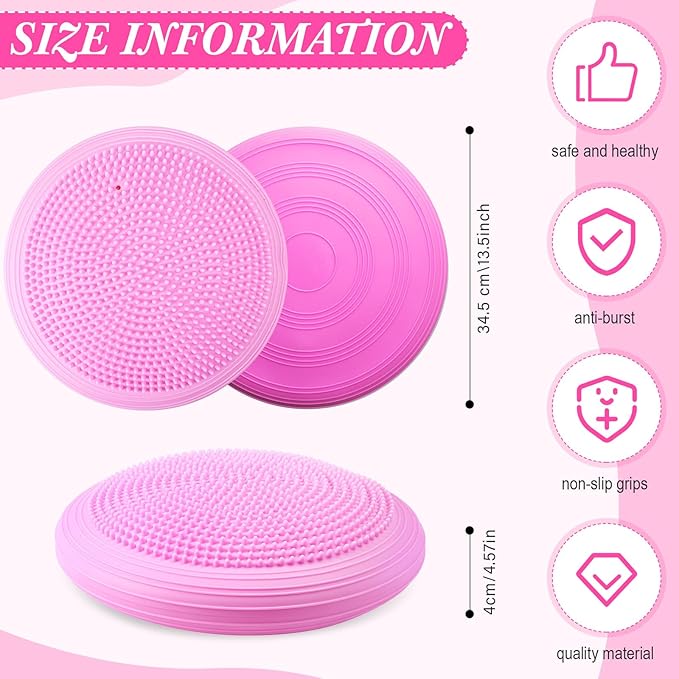 Libima 4 Pcs Wiggle Seat Inflated Wobble Cushion for Sensory Kid 13 Inches Balance Disc Flexible Seating for Classroom Sensory Pad for Chair Wiggle Cushion with Needle Pump