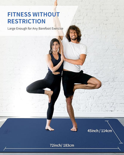 CAMBIVO Large Yoga Mat (6'x 4'), Extra Wide Workout Mat for Men and Women, Yoga Mat Thick 1/3 &1/4 Exercise Mats for Home Workout, Yoga, Pilates (Black,1/4 inch)