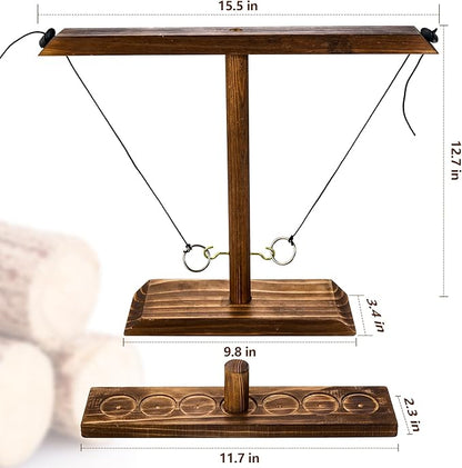 Ring Toss Game for Adults, Wooden Hook and Ring Game Handmade for Bars, Home, Party, Yard Games, Outdoor Indoor Games for All Ages, Large Size 16" X 13"