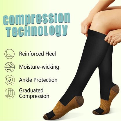 Copper Compression Socks 15-20 mmHg for Men & Women 8 Pairs – Circulation Support for Nurses