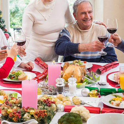 3 Packs 2.8x6 Inch Pink Pillar Candles, Unscented Dripless Large Wax Cylinder Column Candles for Power Outages Emergency Party Backyard Gathering - 70 Hour Burn Time