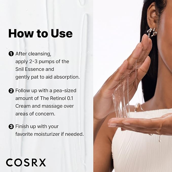 COSRX Snail 96% Mucin Power Essence 2ea & Retinol 0.1% Cream Mini Sample 1ea, Glass Skin Starter Set, Amazon Exclusive, Daily Hydrating & Firming Korean Skin Care Kit, Gift Set