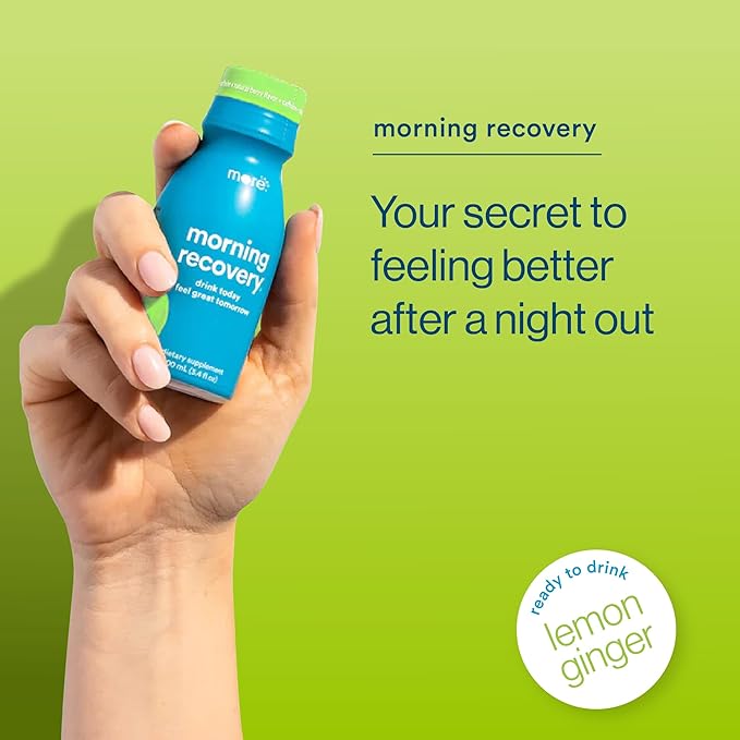 Morning Recovery Electrolyte, Milk Thistle Drink Proprietary Formulation to Hydrate While Drinking, Highly Soluble Liquid DHM, Non GMO, Vegan, Gluten-Free, Lemon Ginger, Pack of 24