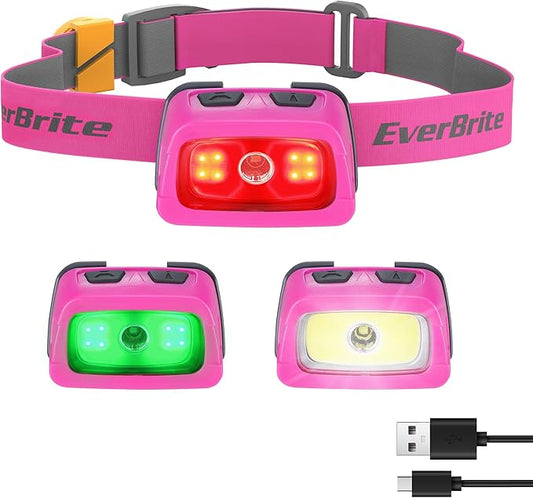 EverBrite Rechargeable Headlamp, 350 Lumens Headlamp with Red Light and Memory Function, 7 Modes