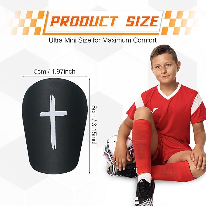2 Pairs Mini Soccer Shin Guards for Kids Youth & Adults - Ultra Lightweight Small Shin Pads, Comfortable Fit for Football, Indoor Soccer, Training (3.15" x 1.97")