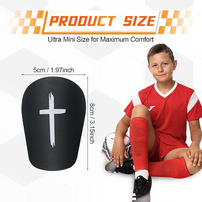 2 Pairs Mini Soccer Shin Guards for Kids Youth & Adults - Ultra Lightweight Small Shin Pads, Comfortable Fit for Football, Indoor Soccer, Training (3.15" x 1.97")