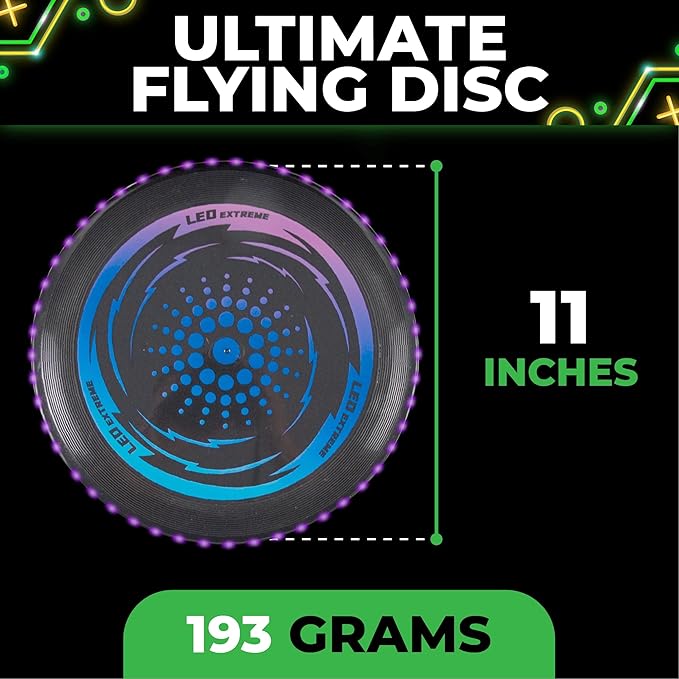 Toysery LED Light Up Fresbee - Glow in The Dark Fresbee for Kids and Adults, Flying Disc Adventure for Day and Night - Easy to Use Ideal for Camping Game