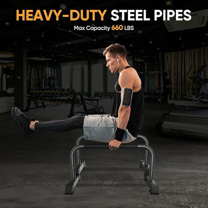 Dip Bar, 2-in-1 Adjustable Dip Stand Station for Home Workout, Heavy Duty Parallel Bars Workout Equipment for Strength Training